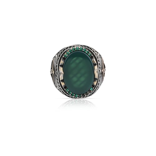 خاتم فضة ملكي زمرد