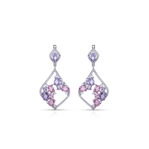 أقراط زركون تدرجات ارجواني مع زهري