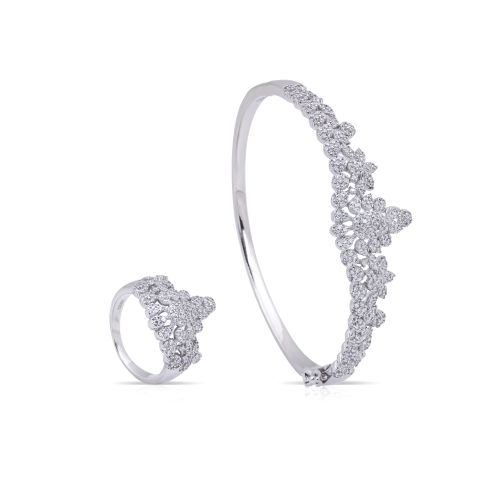 اسورة فضة مع خاتم احجار الزركون