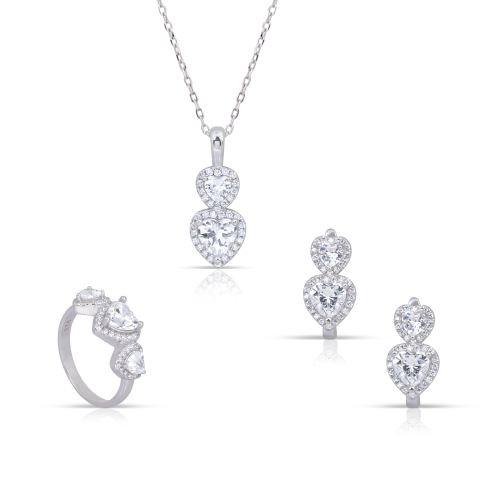 نصف طقم قلوب الفضة