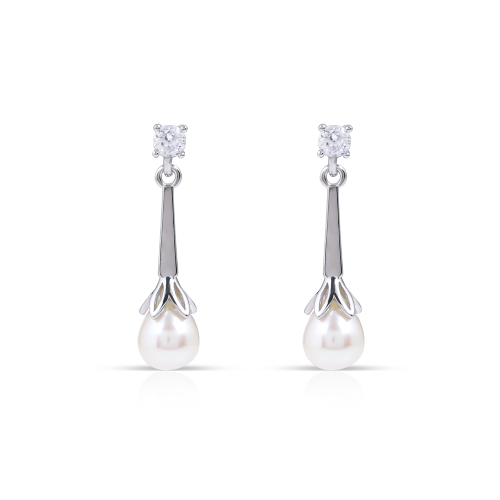 اقراط فضة مع لؤلؤ