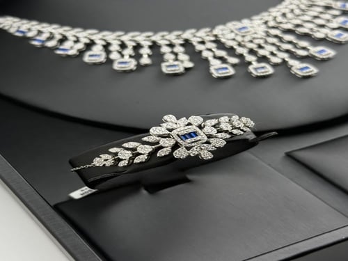 طقم فضة زركون مطعم بأحجار الزفير