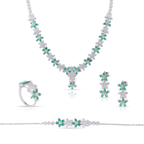 طقم كامل ورود زركون اخضر