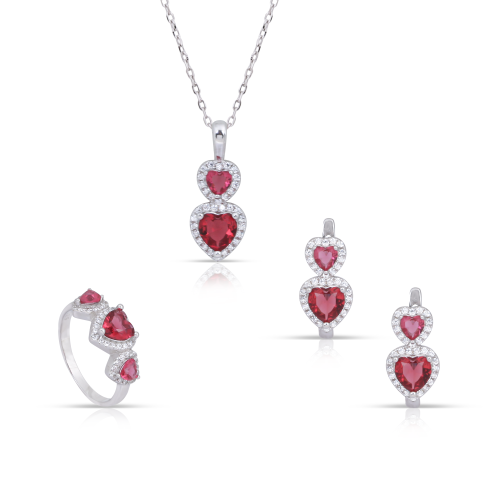 نصف طقم قلوب حمراء