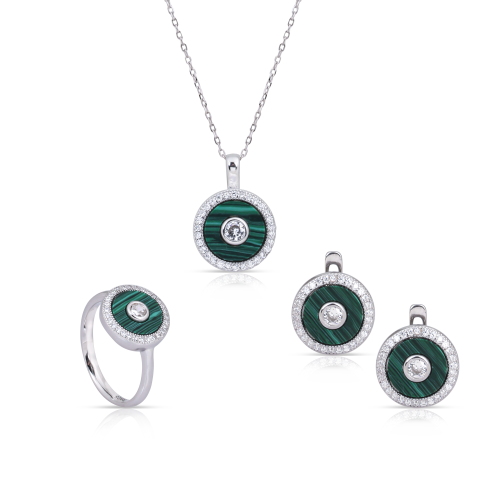 نصف طقم دائرة صدف اخضر وبرلنت