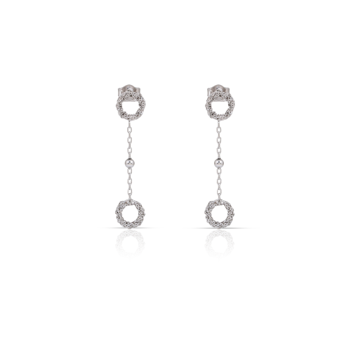 أقراط طويلة حلقات ليزر فضي