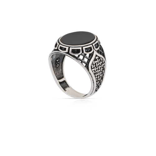 خاتم فضة حجر اسود