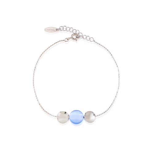 اسورة فضة حجر دائري صدف مموج