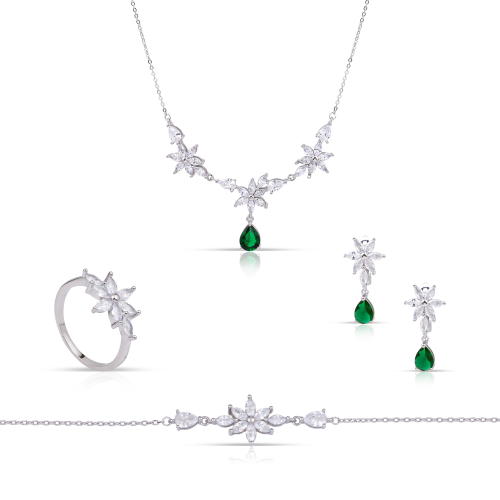 طقم كامل طوق ورد زمرد