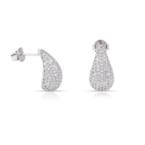 اقراط دمعة زركون صغيرة فضي - ذهبي