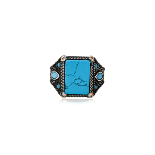 خاتم فيروزي نقش يدوي