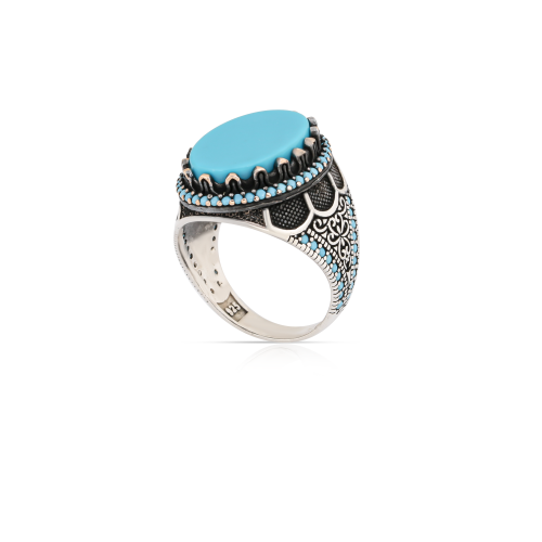 خاتم فضة حجر فيروز التركوازي