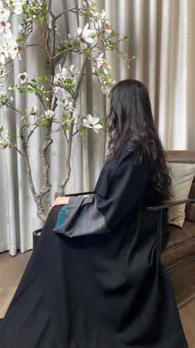 عباية نص كلوش كم صيني مشجر اخضر