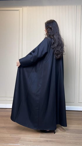 كتان نص كلوش اسود سادة