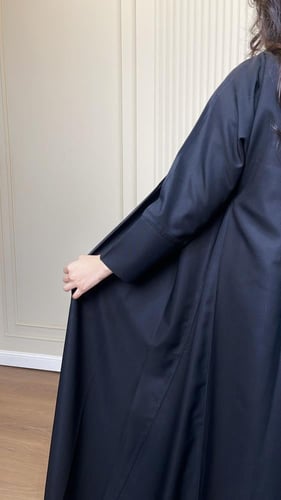 كتان نص كلوش اسود سادة