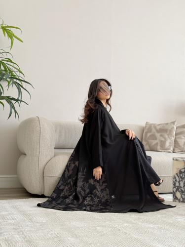 عباية نص كلوش مشجر بيج