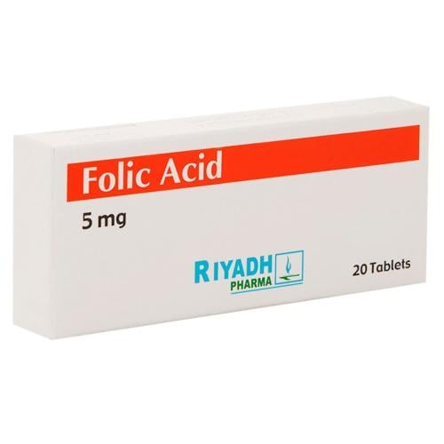 حامض الفوليك 5 مجم 20 قرص - Folic Acid 5 mg 20 Tab...