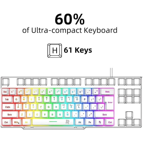 كيبورد قيمنق صغير أبيض بإضاءة RGB