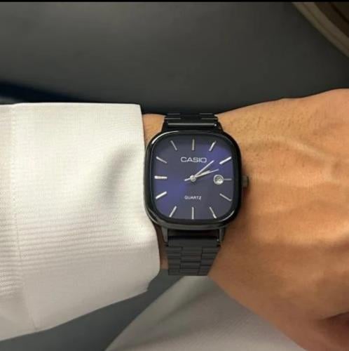 كاسيو سير اسود ميناء ازرق ساده