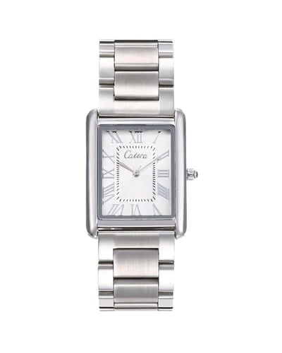 ساعة باللون الفضي ميناء ابيض كاتيرا