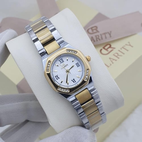 ساعة نسائية أستيل باللون الفضي والذهبي