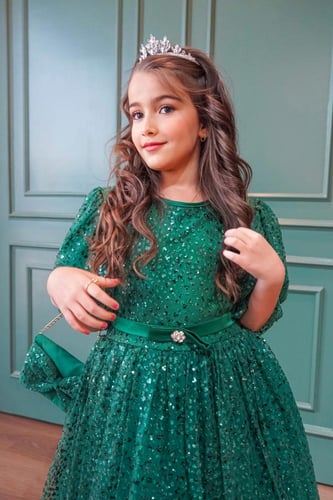 فستان ألأميرات فستان سهرة أنيق للبنات مع تاج الأمي...