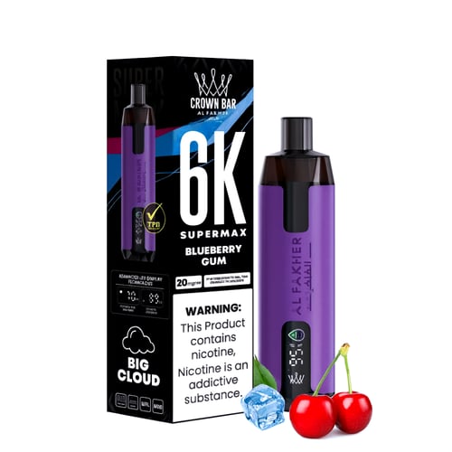 سحبة شيشة الفاخر كراون بار 6000 سحبة 6نيكوتين – AL...