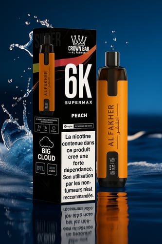 سحبة شيشة الفاخر كراون بار 6000 سحبة 6نيكوتين – AL...