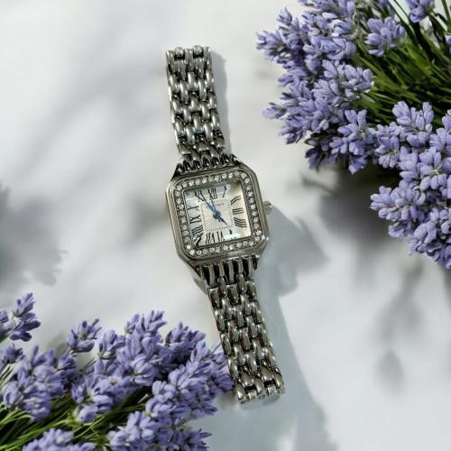 ساعة كارتير ابيض سير فضي (كرستال)