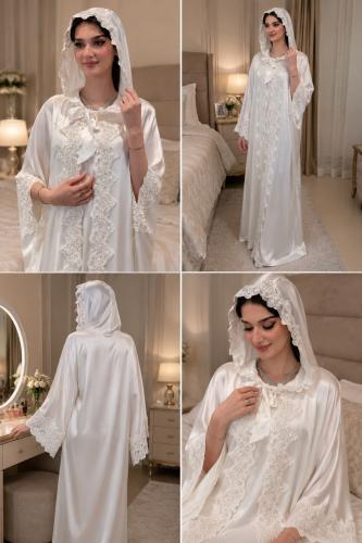 عباية عروس كلفة كامل ساتان فاخر فري سايز
