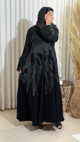 عباية لكزز مخمل الون البترولي
