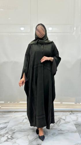عباية اسبيشل2 بشت اللون الزيتي مع تدخيلات بني
