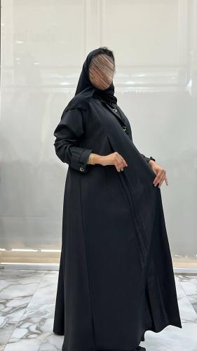 عباية الجازي كلوش بقماش لنن طقم مع فستان