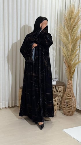 عباية برنت مخمل طباعه مقلم