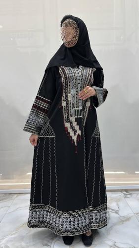 عباية عسيري كلوش بقماش كريب وتطريز