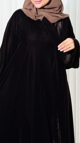 عباية مشاعل دبل كلوش مخمل الون البني