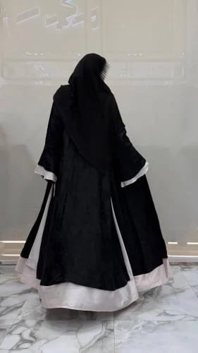 عباية بثينه كلوش بقماش جاكر مشجر مع تدخيلات حرير