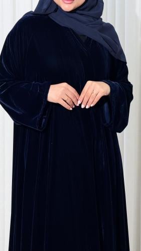 عباية مشاعل دبل كلوش مخمل الون الكحلي