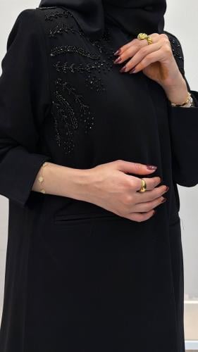 بليزر رند شك بقماش كوبراء سواد فاحم