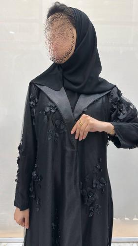 عباية سلوى كلوش بقماش تل مبطن بقماش حرير لمعه