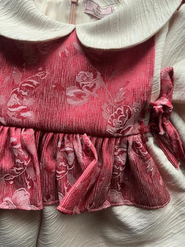 فستان ذهبي وردي قطعتين