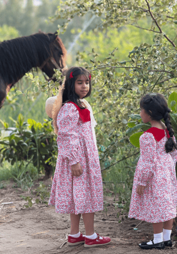 فستان أحمر انيق بأبة مخمليه