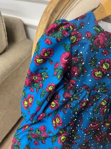 فستان شالكي أزرق ( قطعتين )