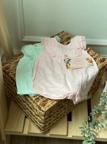 أفرول بناتي صيفي ب قماش الكتان 12285