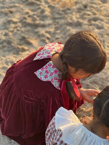 فستان مخمل عنابي بِأبه موردة رقيقه .