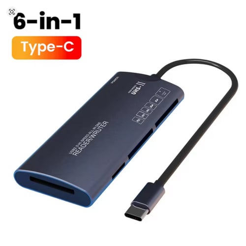 قارئ وصله ذاكره منفذ تايب سي 6في1 TF-SD-M2-CF-MS-X...