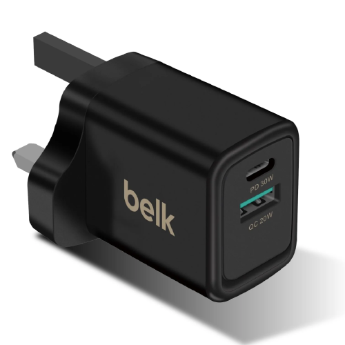شاحن جداري بيلك 33 واط USB C+USB A يدعم خاصية الشح...