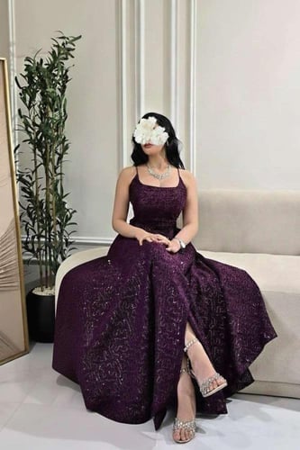 فستان سهرة توب بالحلال لون بنفسجي داكن