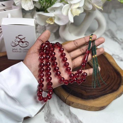 مسباح زعفراني أحمر شفاف قص خليجي
