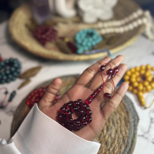 مسباح فاتوران كرزي حجم ناعم قص زيتوني 33خرزة